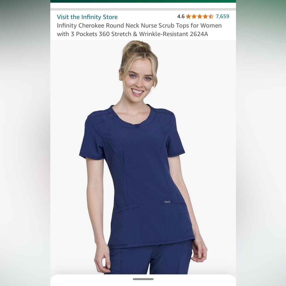 (2) Cherokee Infinity Scrub Tops Small